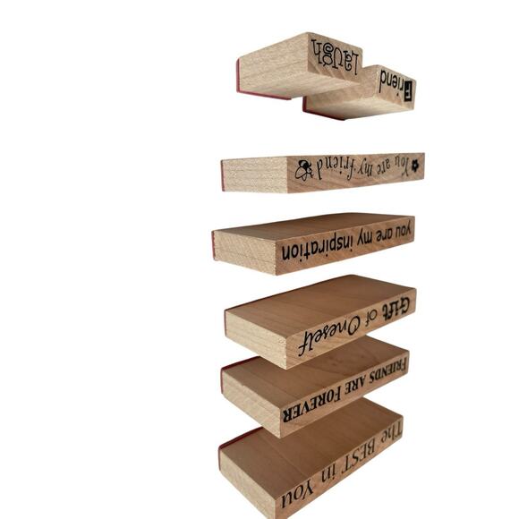 Wood Rubber Stamps Sentiments Friendship Quotes Sayings Laugh Friend Lot of 7 - Picture 3 of 8